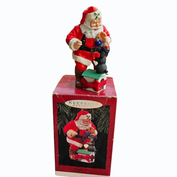 Vtg 1993 Hallmark Coca-Cola Colab Keepsake Ornament Playful Pals Santa & Poodle - Picture 1 of 11
